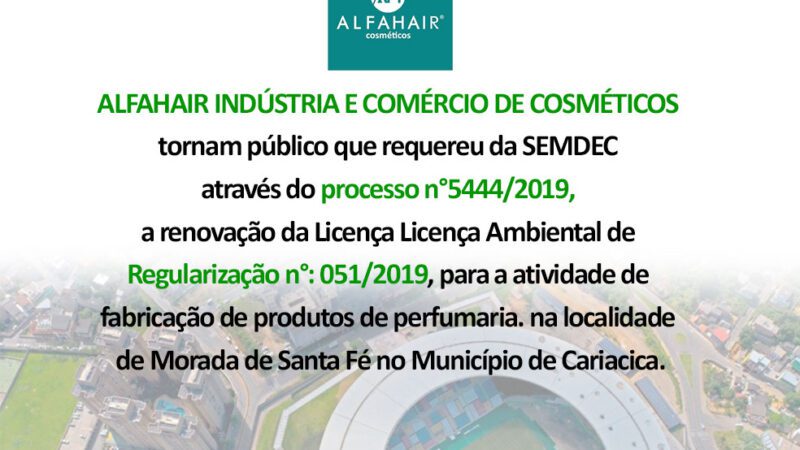ALFAHAIR INDÚSTRIA E COMÉRCIO DE COSMÉTICOS