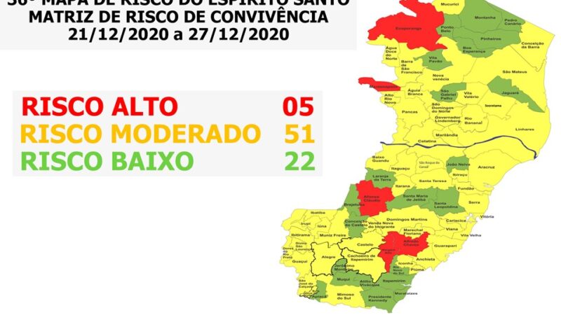 Governo do Espírito Santo divulga 36º Mapa de Risco Covid-19