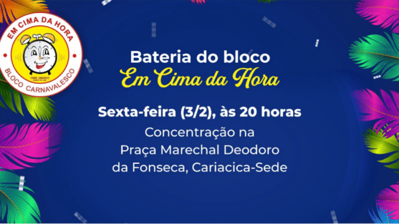 Bloco Em Cima da Hora desfila nesta sexta-feira (3), em Cariacica-Sede; e neste sábado (4), em Itanguá