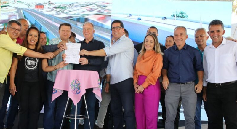 Prefeito Euclério Sampaio e governador Renato Casagrande dão início às obras do viaduto da avenida Mário Gurgel após assinatura da ordem de serviço