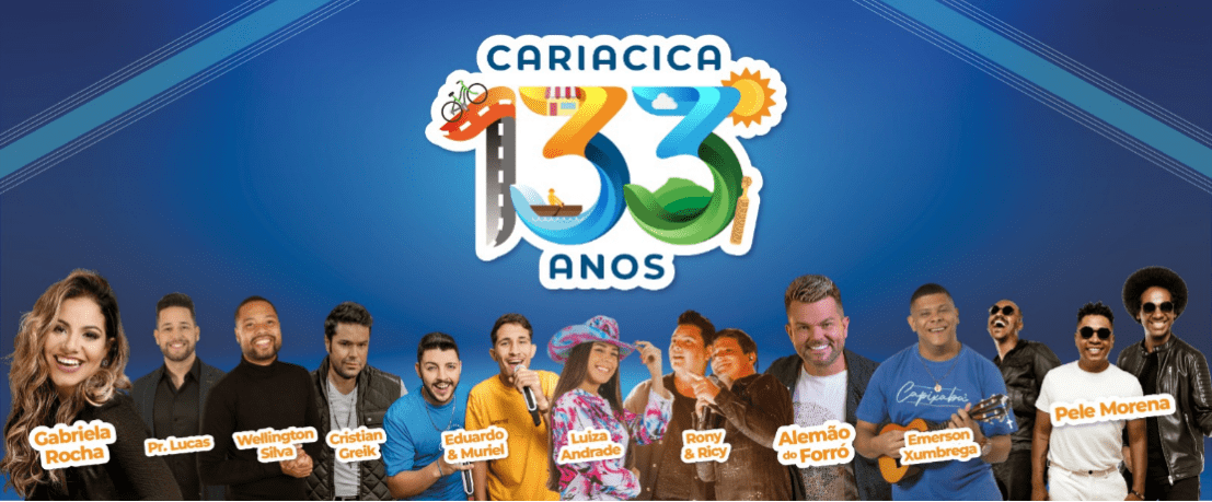 Cariacica completa 133 anos com programação de 10 shows gratuitos no parque O Cravo e a Rosa a partir de 29 de junho