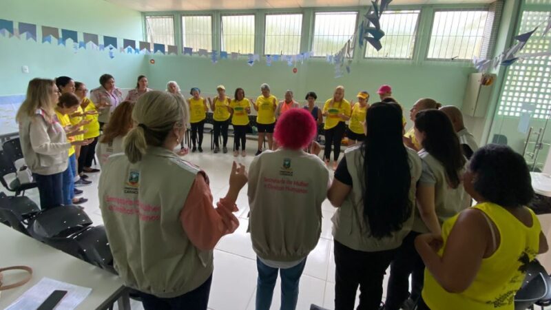 Palestra sobre direitos da pessoa idosa é promovida pela Secretaria da Mulher com atividades aeróbicas e motivacionais